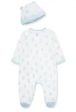 Little Me Happy Bear 2-Way-Zip Footie & Hat