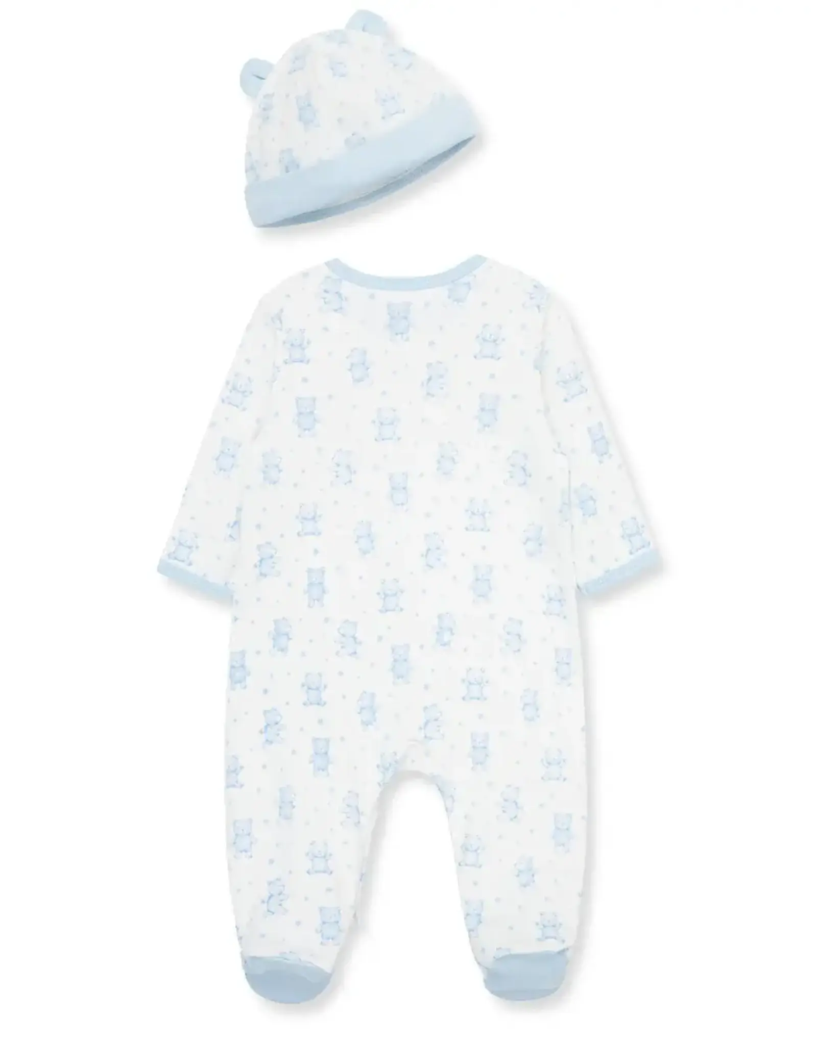 Little Me Happy Bear 2-Way-Zip Footie & Hat