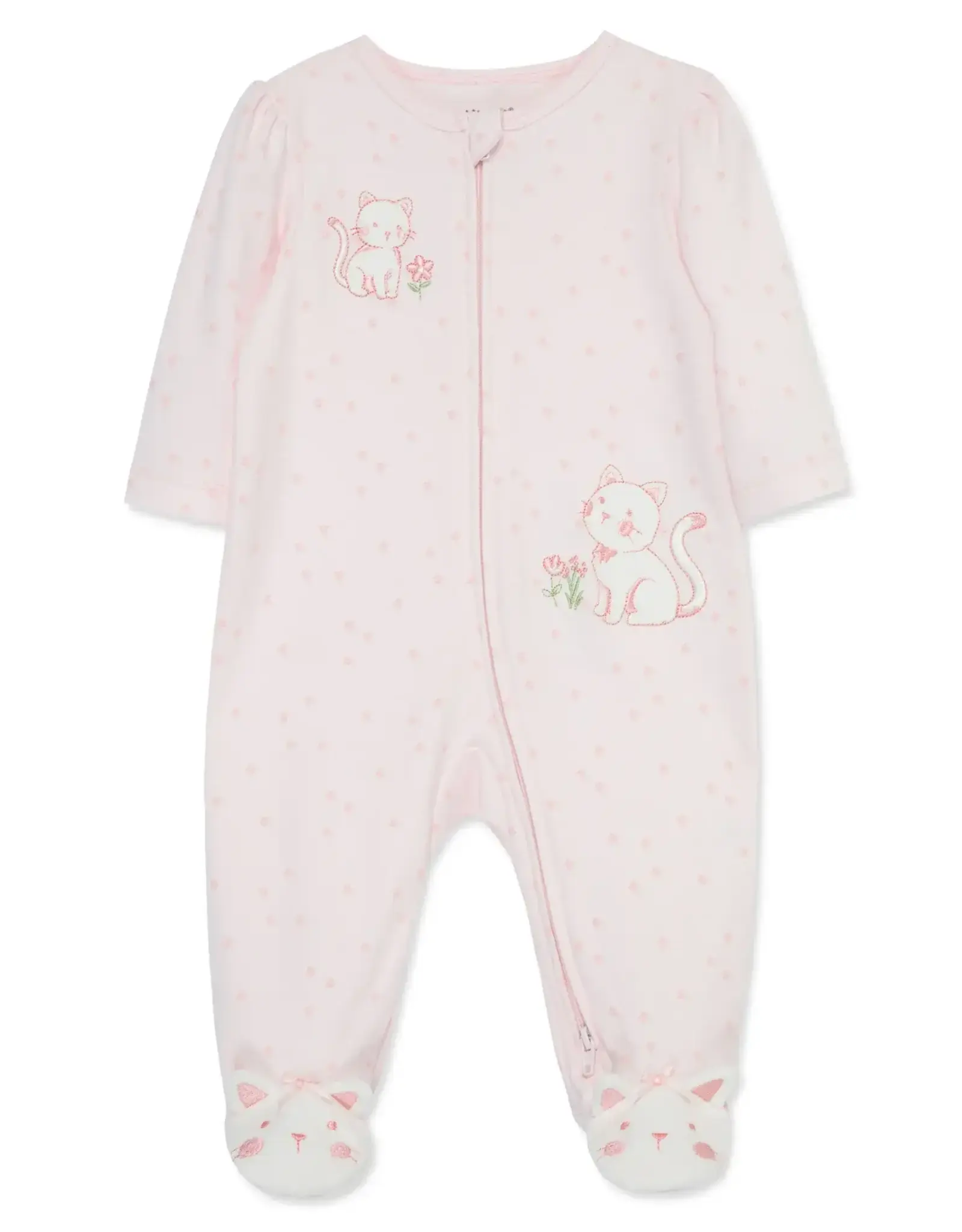 Little Me Sweet Kitties 2-Way-Zip Footed One-Piece