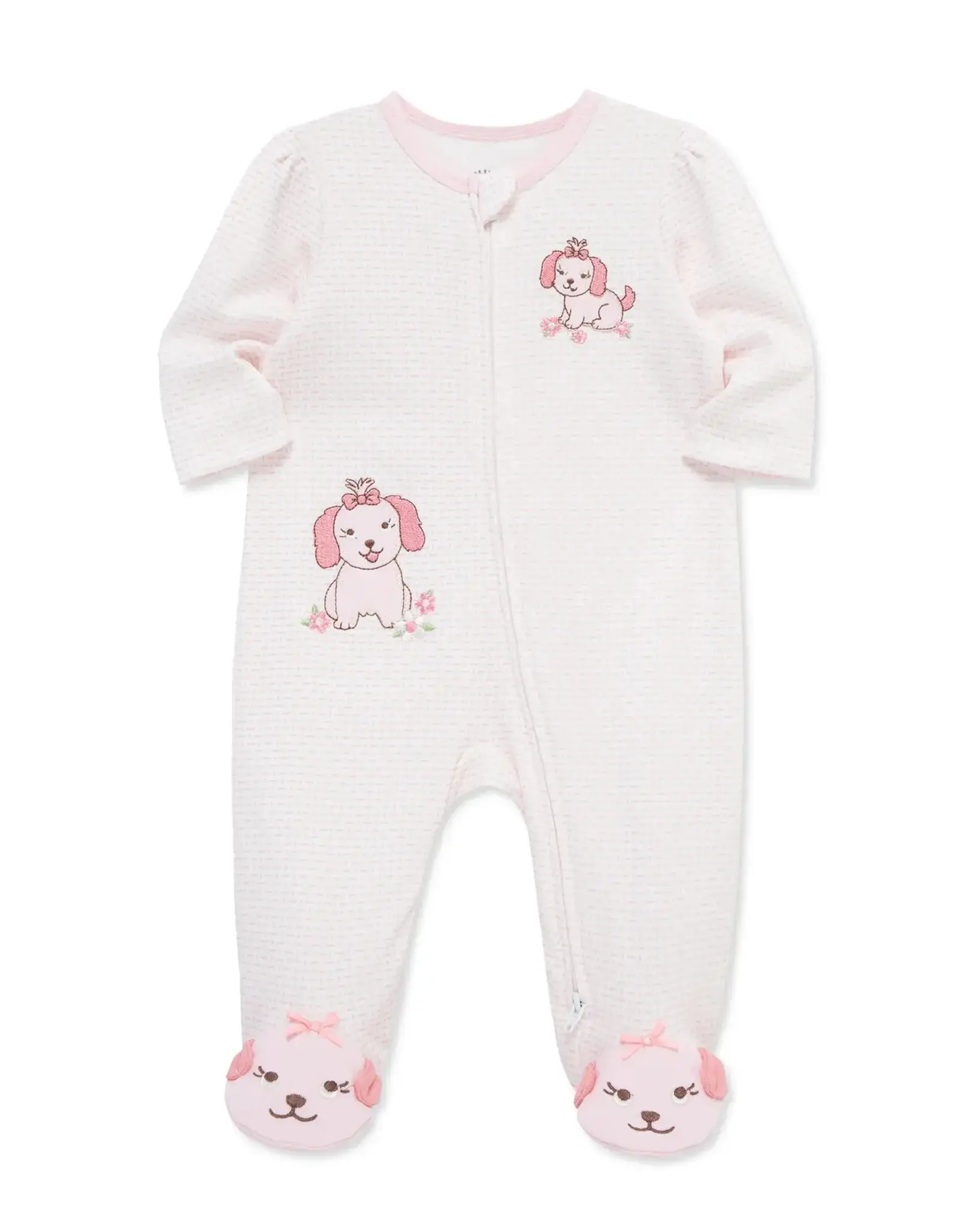 Little Me Lovely Pups 2-Way-Zip Footed One-Piece