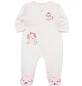 Little Me Lovely Pups 2-Way-Zip Footed One-Piece
