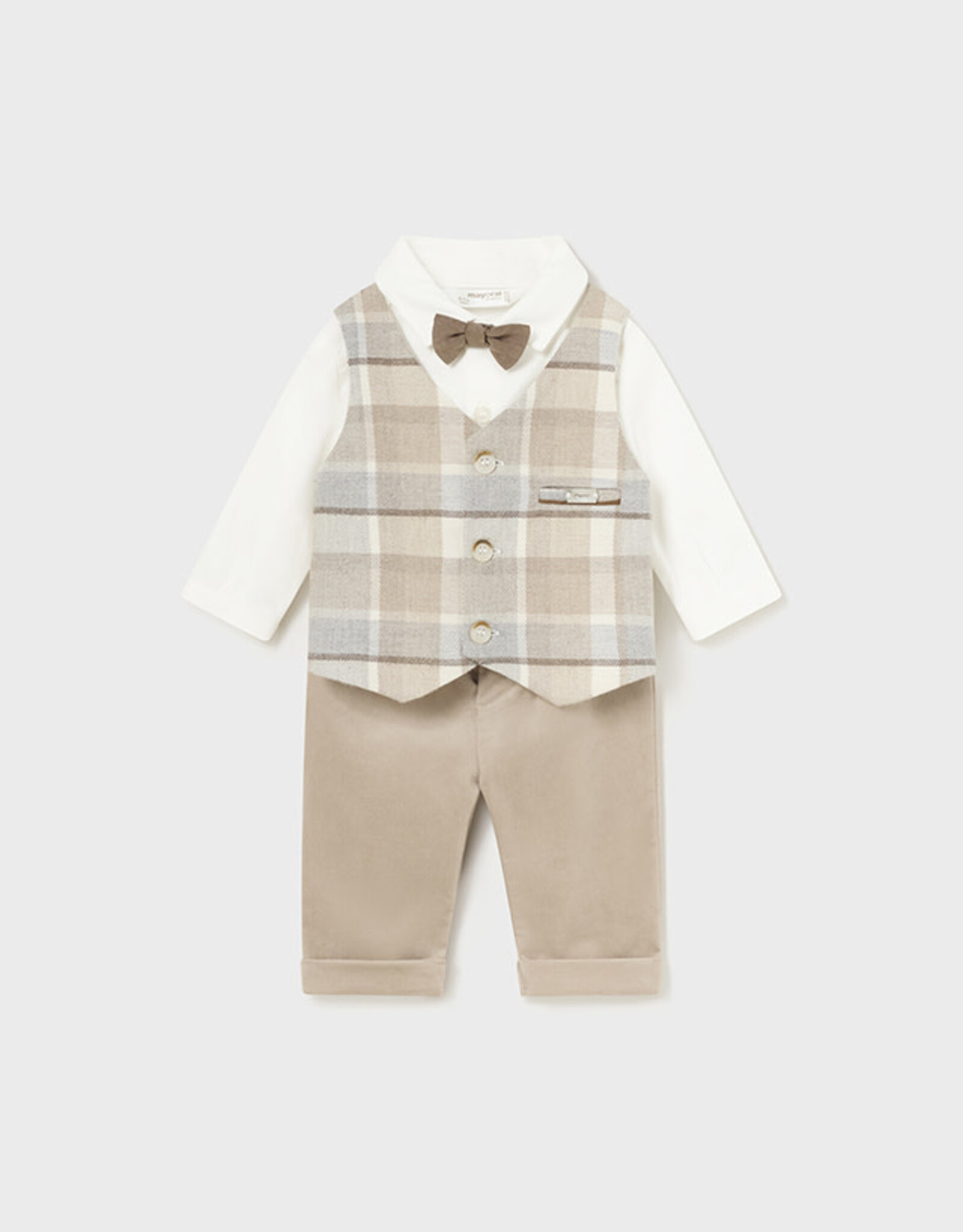 Mayoral Toasted Walnut Vest-Shirt Pants Set
