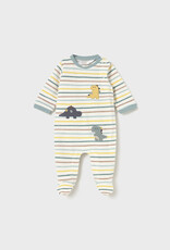 Mayoral Striped Dino Velour Onesie