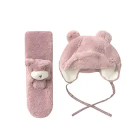 Mayoral Fur hat & scarf set in Orchid