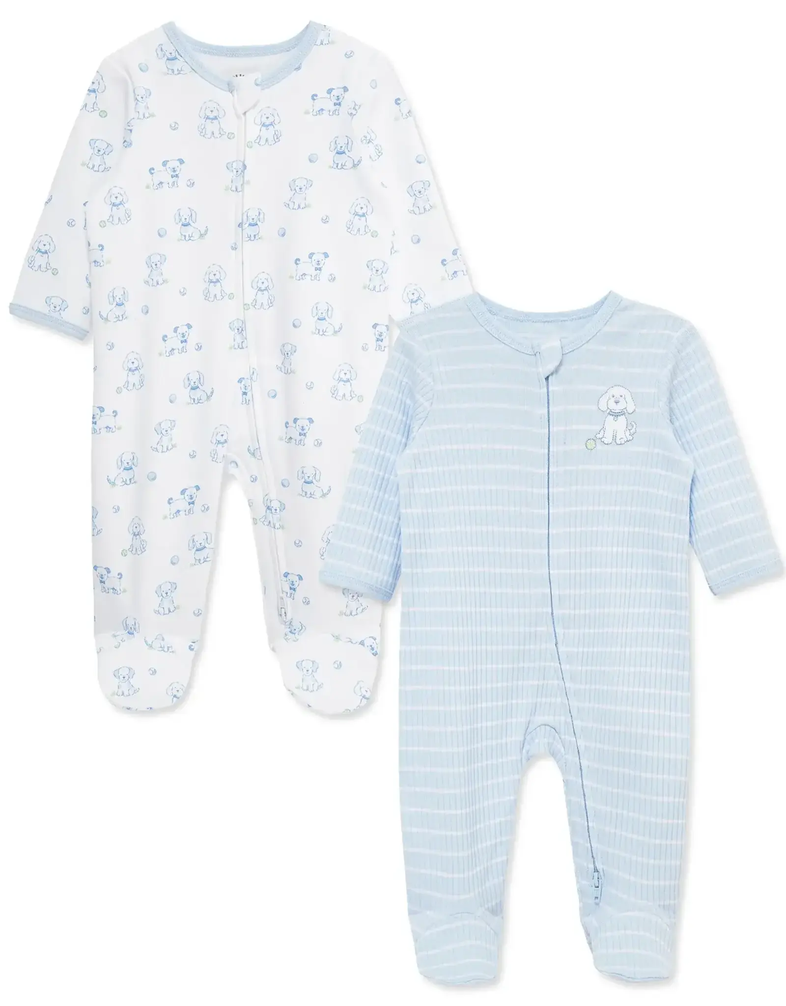 Little Me Peppy Puppies 2-Way-Zip Footies (2-Pack)