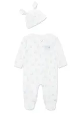 Little Me "My First Easter" Blue Bunny 2-Way-Zip Footed One-Piece & Hat