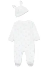 Little Me "My First Easter" Blue Bunny 2-Way-Zip Footed One-Piece & Hat
