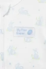 Little Me "My First Easter" Blue Bunny 2-Way-Zip Footed One-Piece & Hat