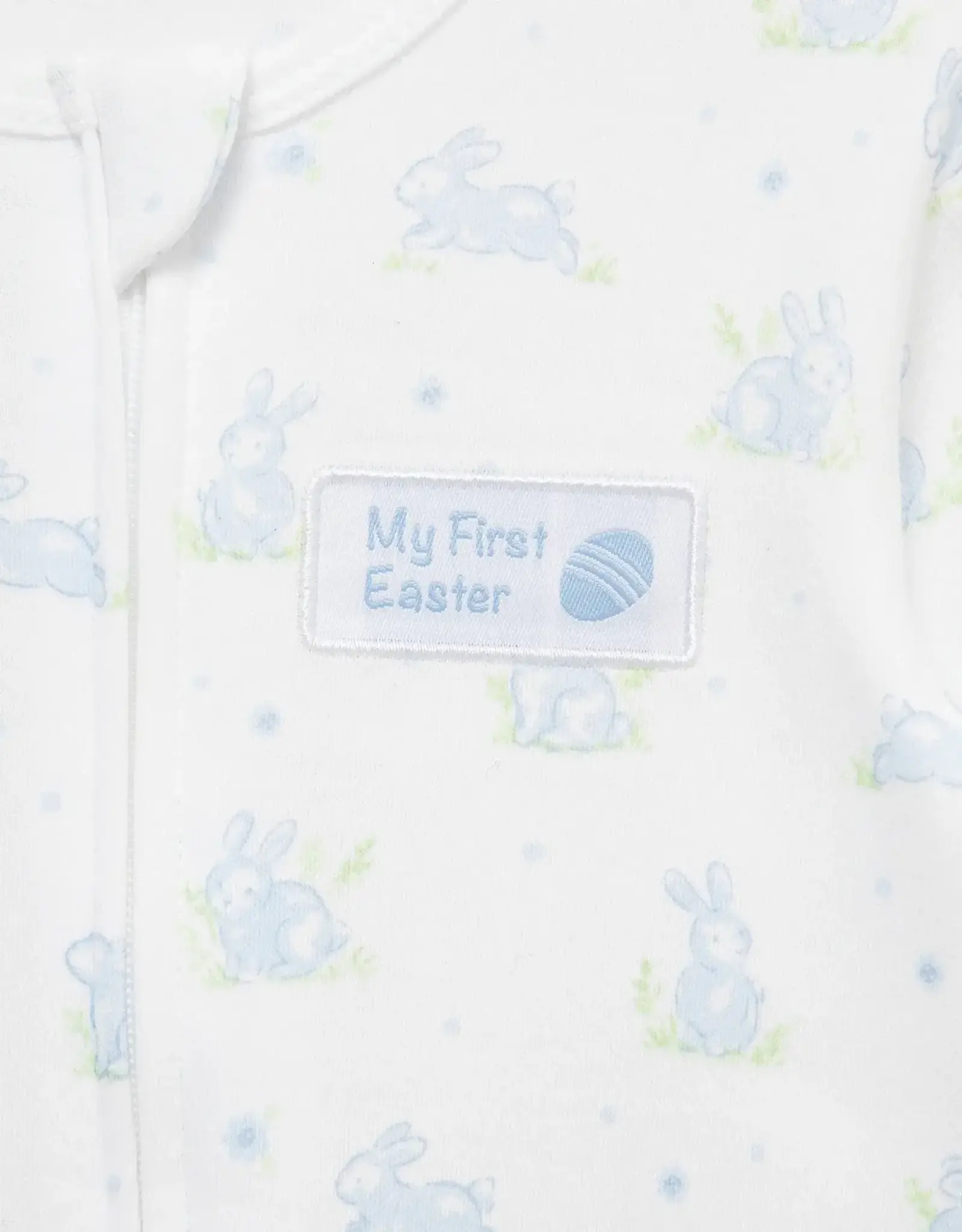 Little Me "My First Easter" Blue Bunny 2-Way-Zip Footed One-Piece & Hat