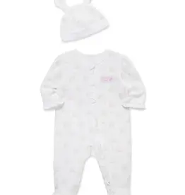 Little Me “My First Easter” Pink Bunny 2-Way-Zip Footed One-Piece & Hat
