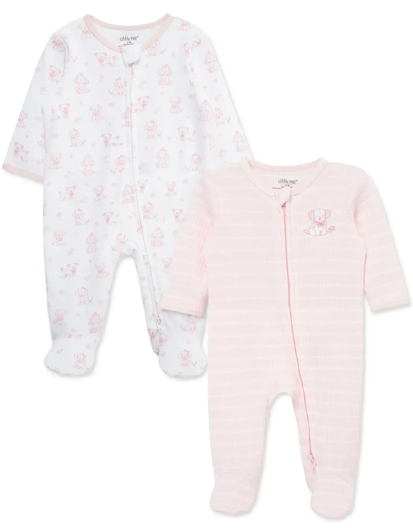 Little Me Pretty Puppies 2-Way-Zip Footies (2-Pack)