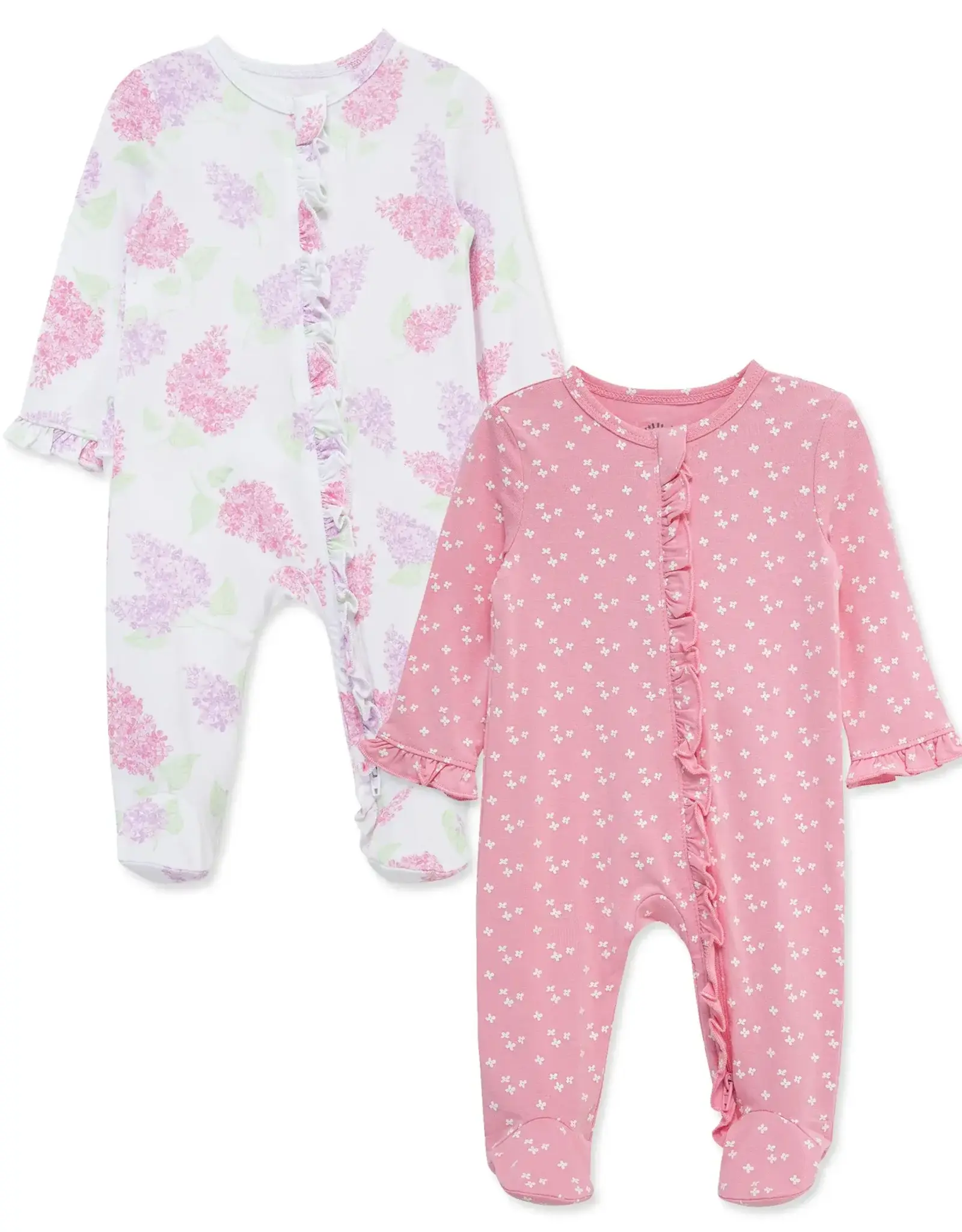 Little Me Lovely Lilacs 2-Way-Zip Footies (2-Pack)