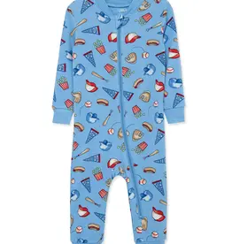 Little Me Baseball Zip Front One-Piece
