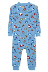 Little Me Baseball Zip Front One-Piece