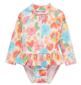 Little Me Multi Floral 1-Piece Rashguard Suit