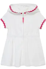Little Me Zip Swim Cover Up with Fuchsia Trim