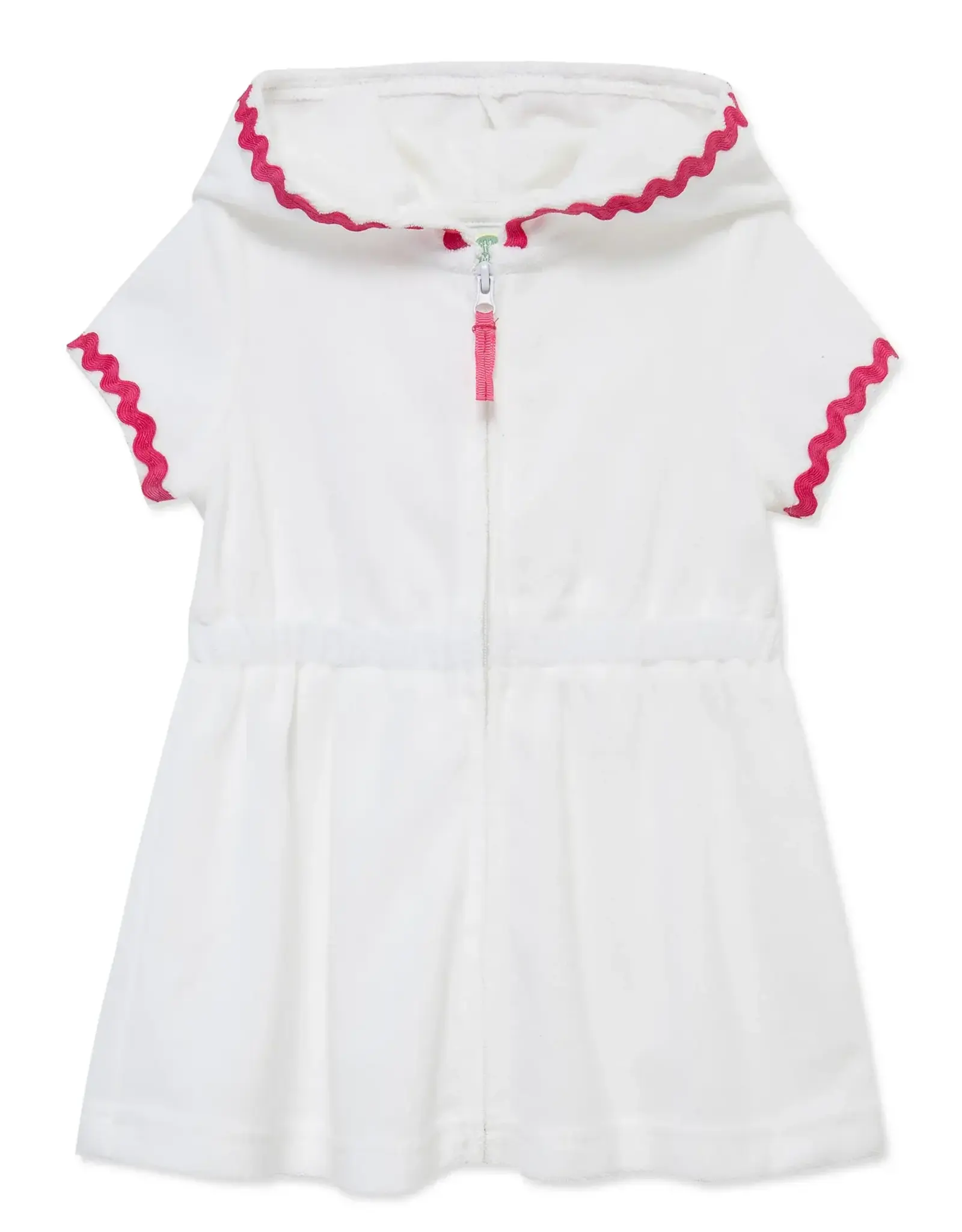 Little Me Zip Swim Cover Up with Fuchsia Trim