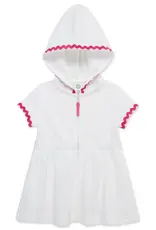 Little Me Zip Swim Cover Up with Fuchsia Trim