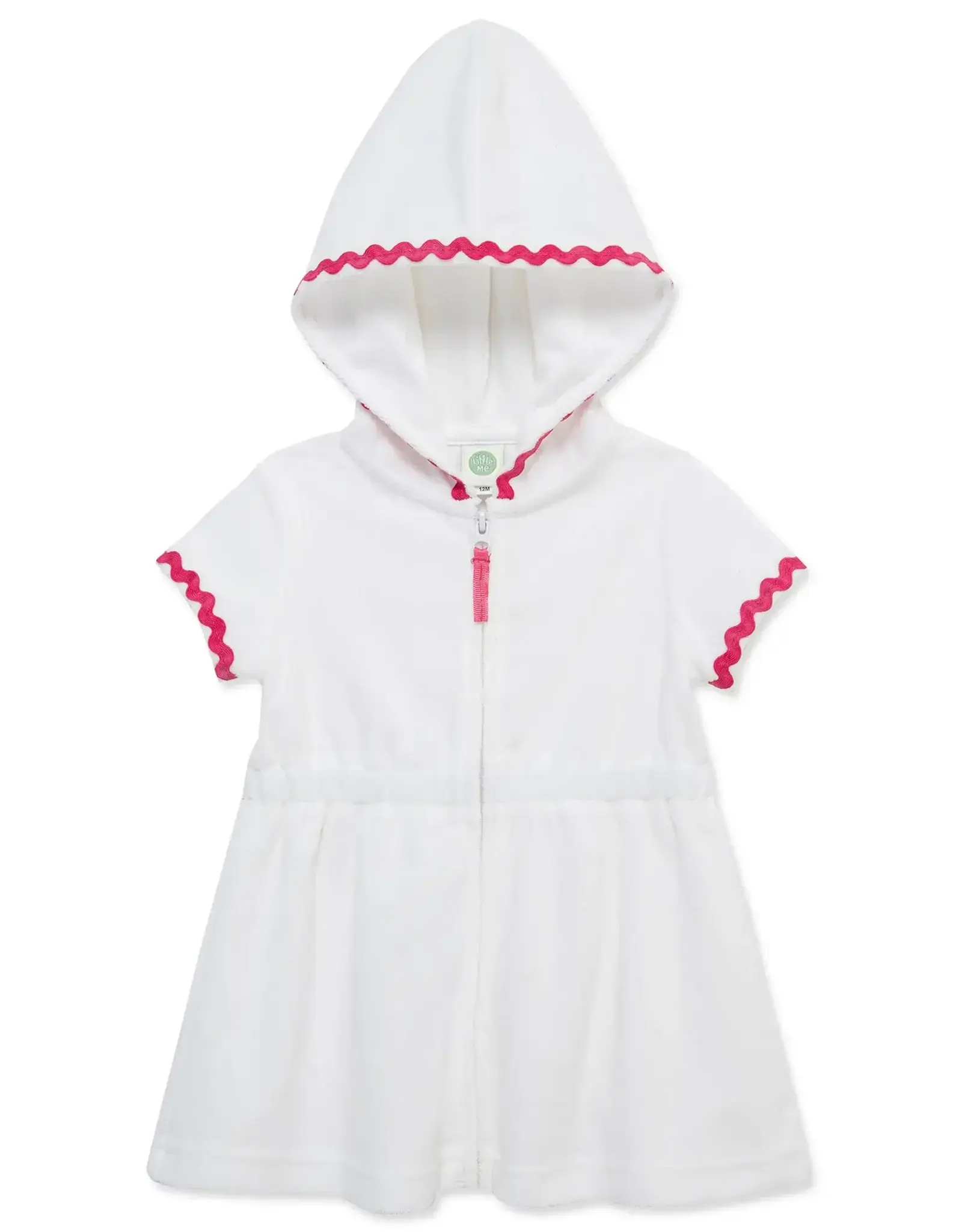 Little Me Zip Swim Cover Up with Fuchsia Trim