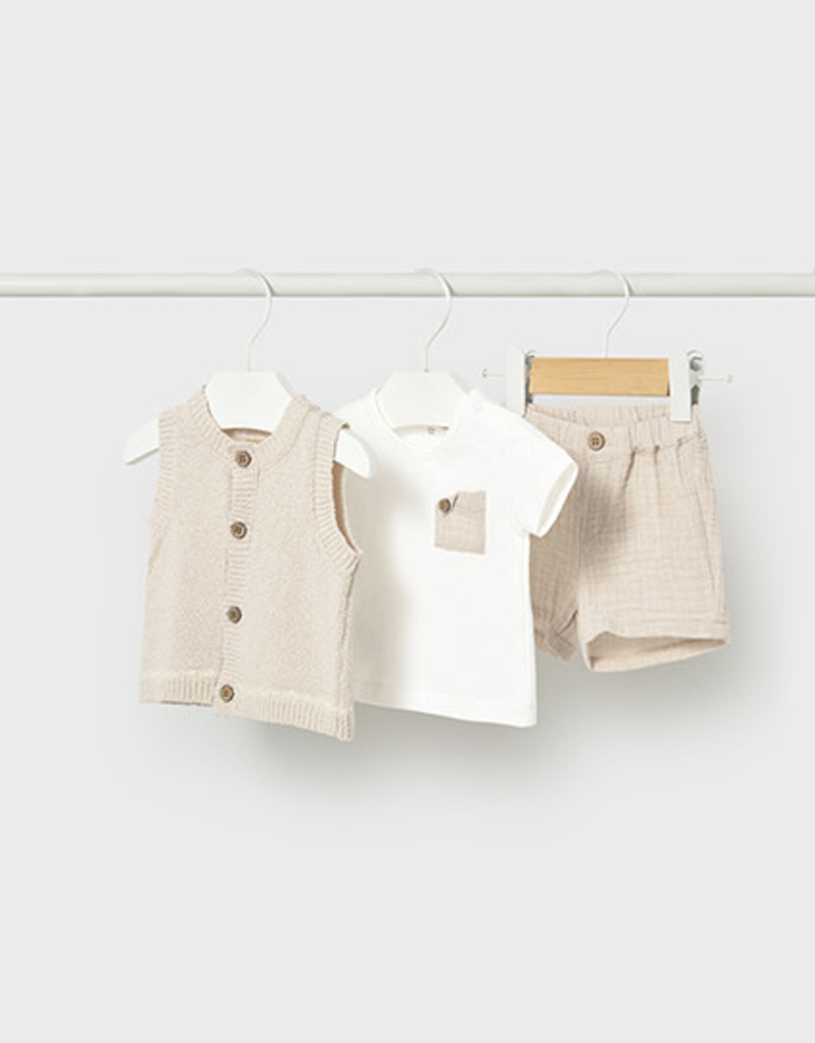 Mayoral Wheat Newborn Shorts w/Vest Set