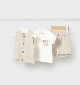Mayoral Wheat Newborn Shorts w/Vest Set