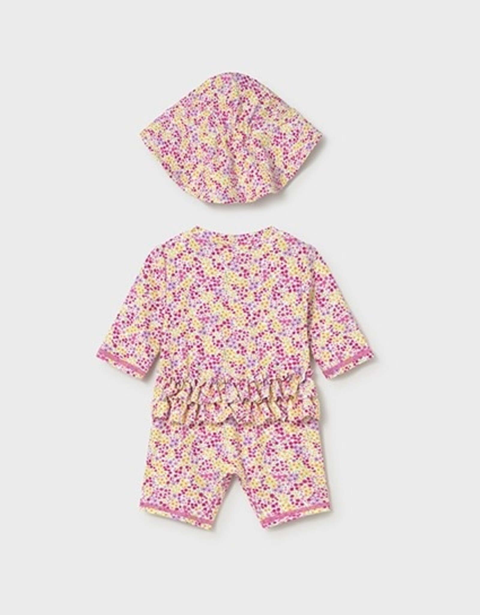 Mayoral Rose Floral Bathing Bodysuit w/Hat