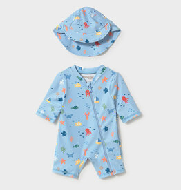Mayoral Blue Underwater Bathsuit w/Hat