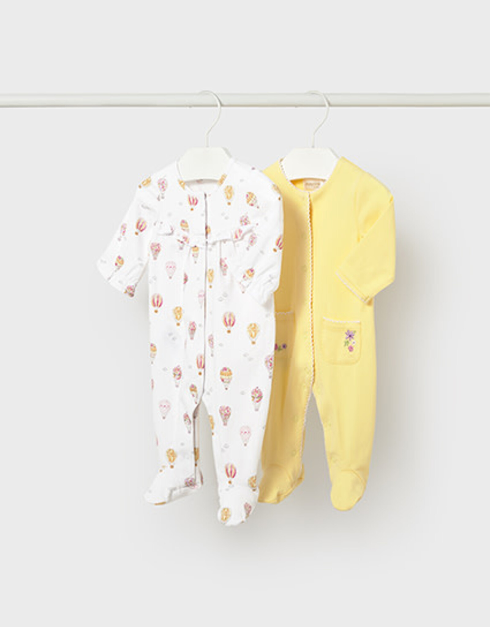 Mayoral Newborn Sunny Set of 2 long sleeve rompers