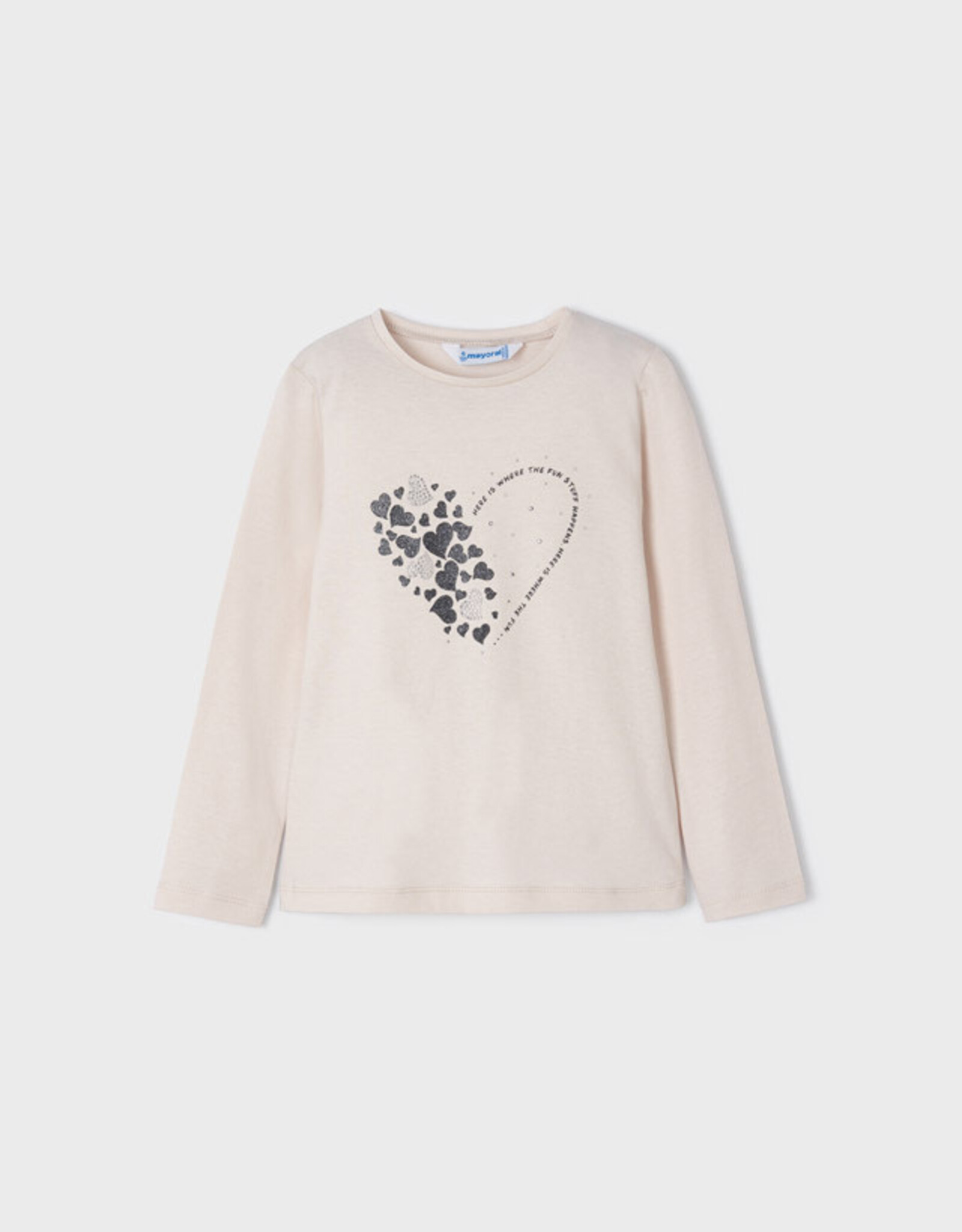 Mayoral Chickpea Long Sleeve T-Shirt w/Heart