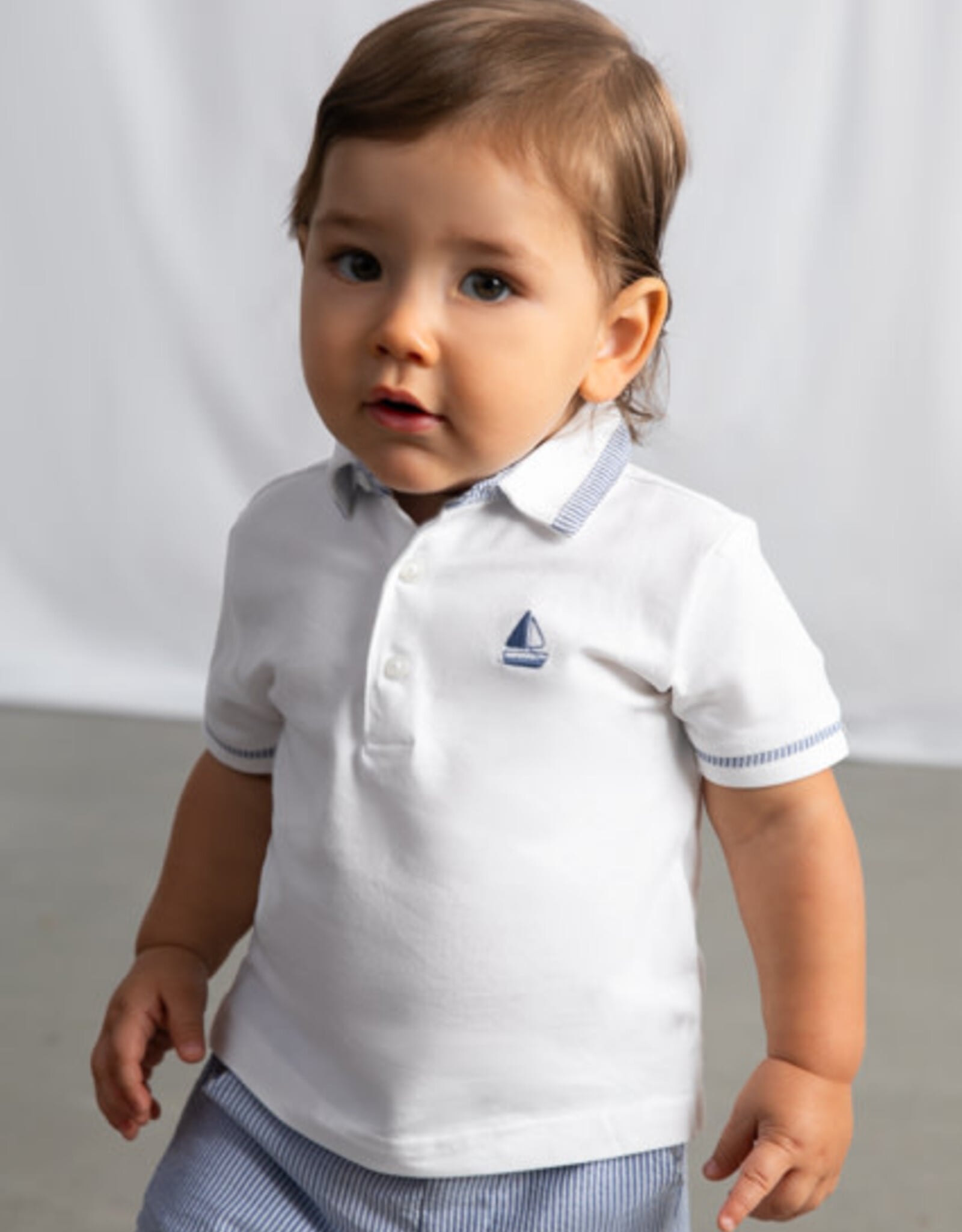 Mayoral White Boys Sailboat Polo