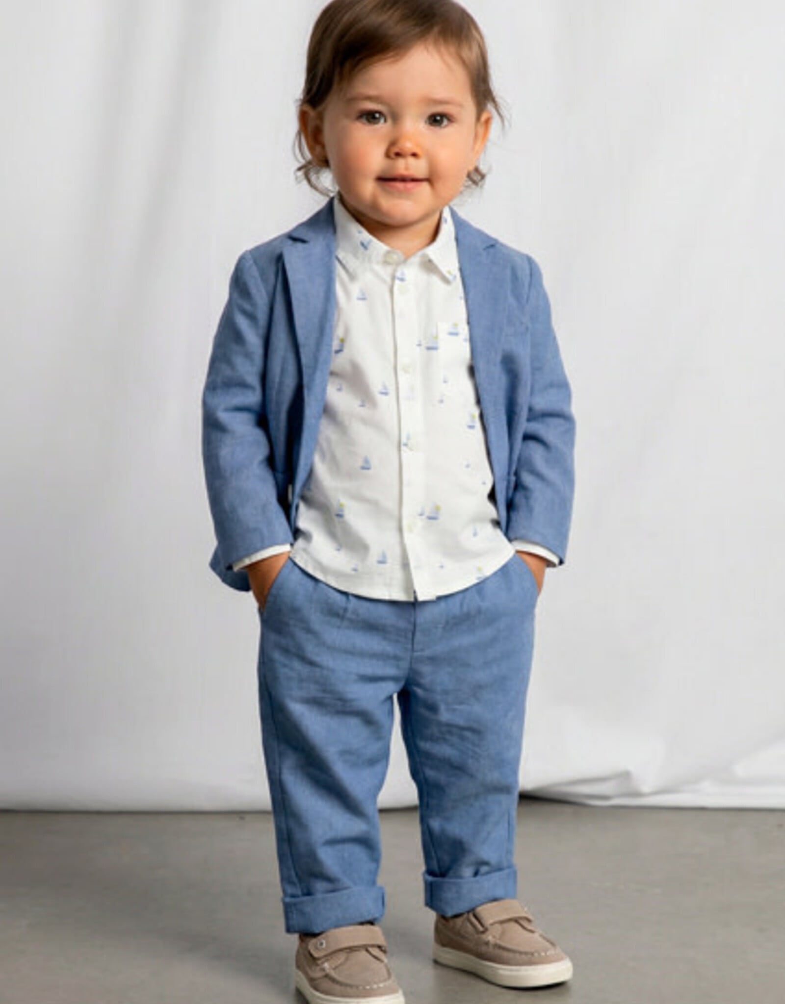 Mayoral Capri Blue Linen Suit Pants