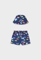 Mayoral Fish Swim Shorts w/Bucket Hat
