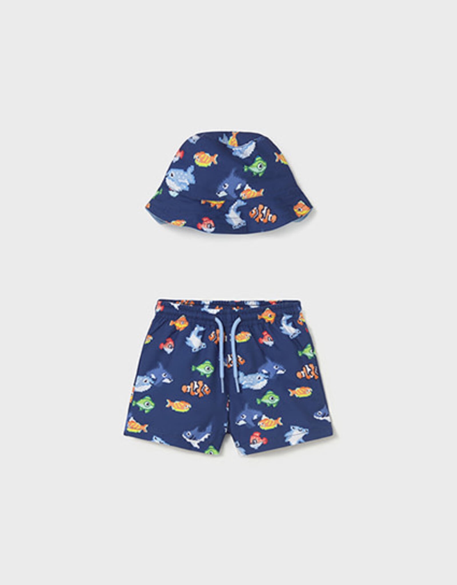 Mayoral Fish Swim Shorts w/Bucket Hat