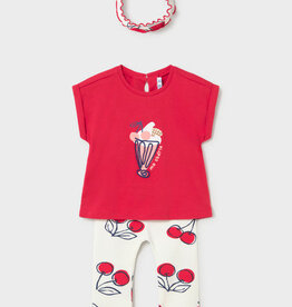 Mayoral Red Cherry Leggings and headband set