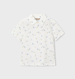 Mayoral White Sailboats Polo