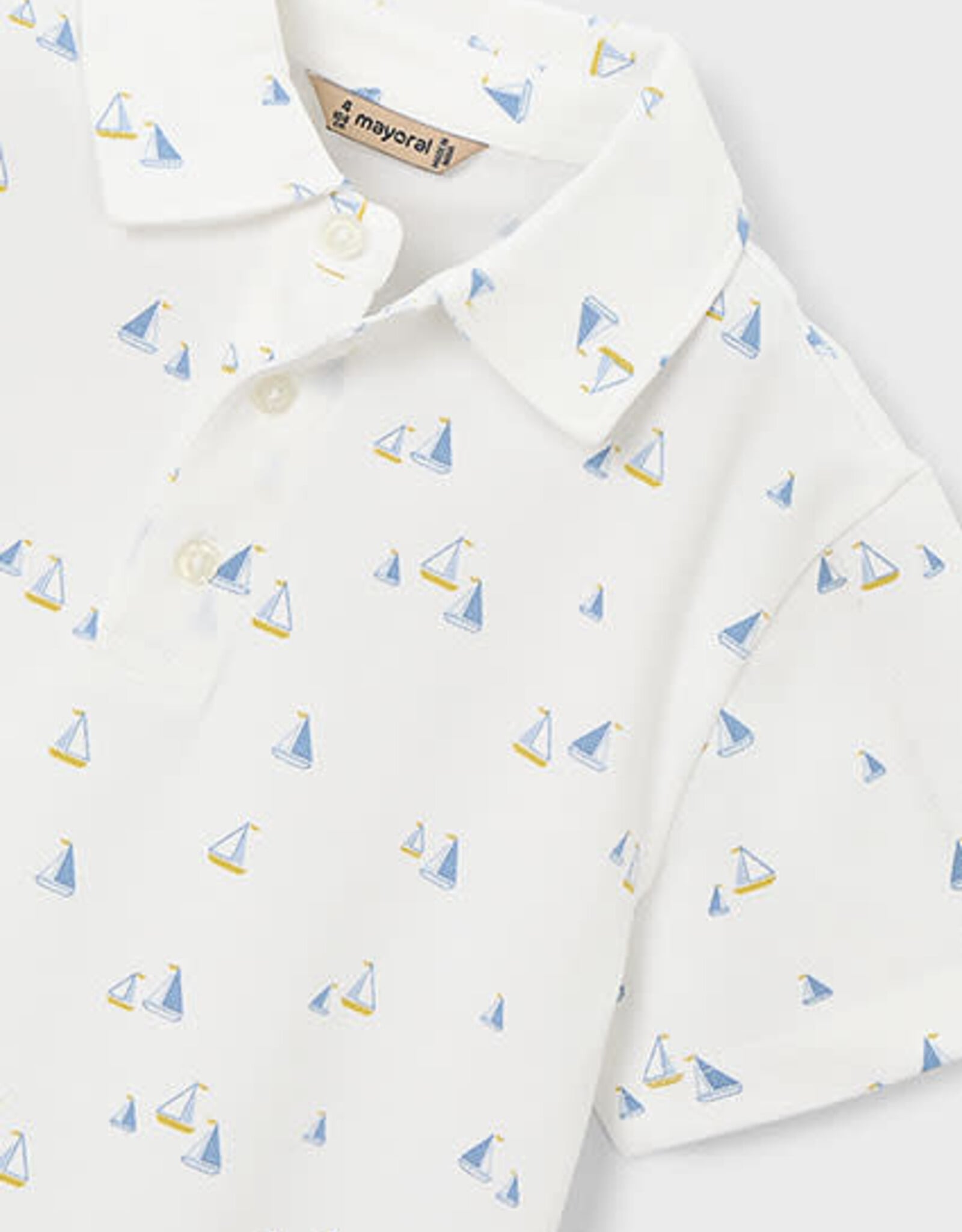 Mayoral White Sailboats Polo