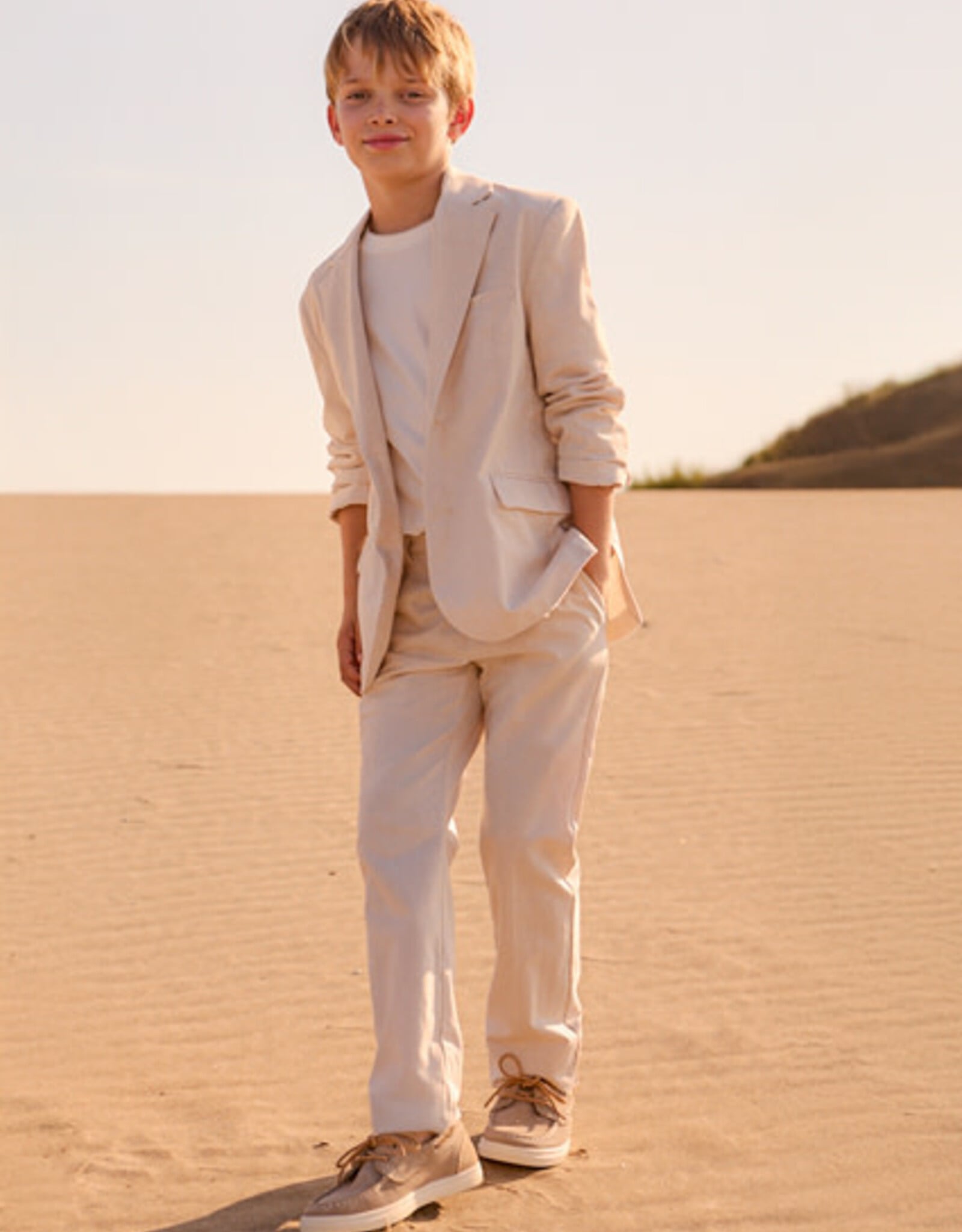 Mayoral Oat Linen Suiting Pants
