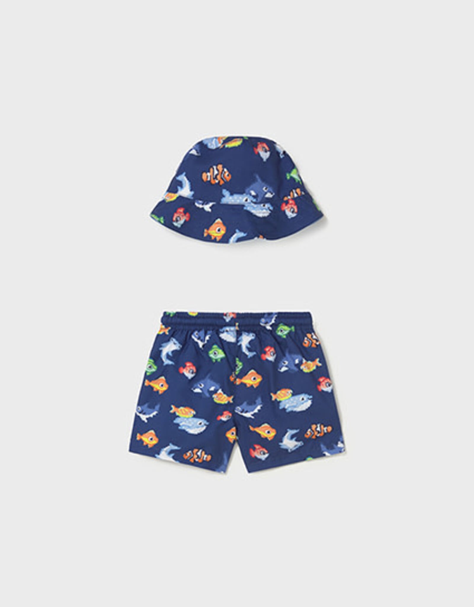 Mayoral Fish Swim Shorts w/Bucket Hat