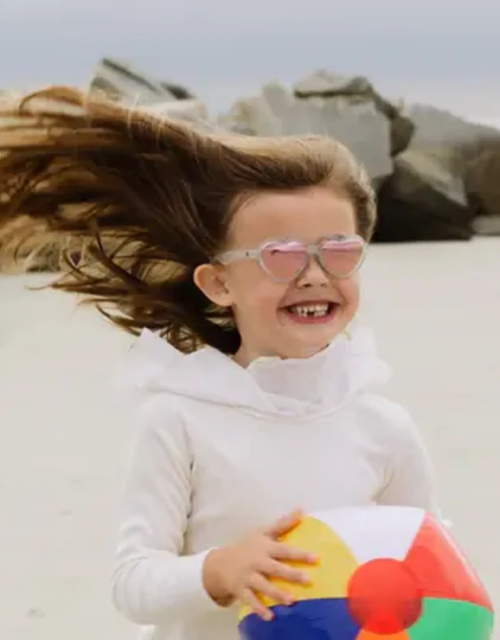 Babiators Original Hearts: Silver Shimmer Pink Mirrored Lenses