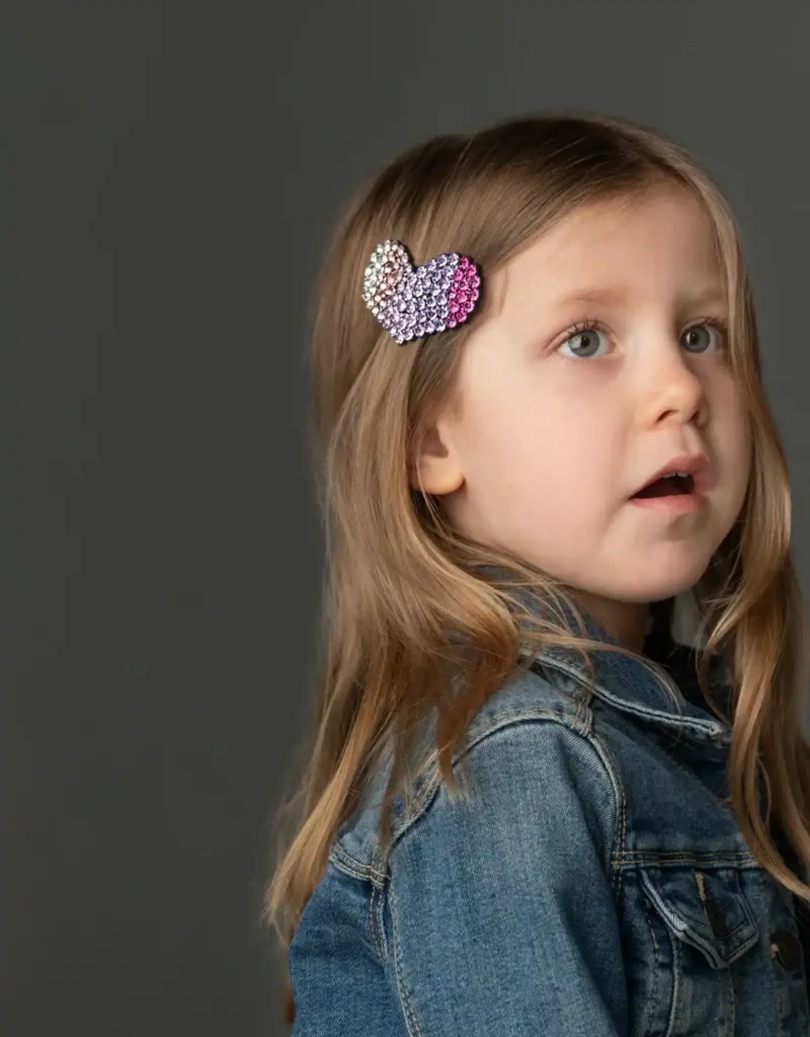 Bows Arts Rhinestone Heart Pop Clip