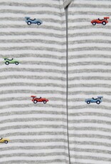 Little Me Race Cars 2-Way-Zip Footed One-Piece and Hat