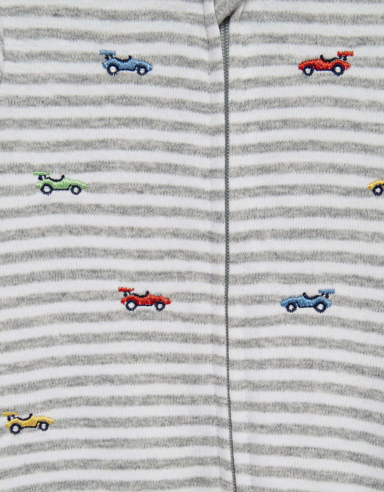 Little Me Race Cars 2-Way-Zip Footed One-Piece and Hat