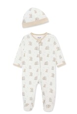 Little Me Fuzzy Bears 2-Way-Zip Footed One-Piece and Hat
