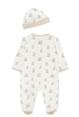 Little Me Fuzzy Bears 2-Way-Zip Footed One-Piece and Hat