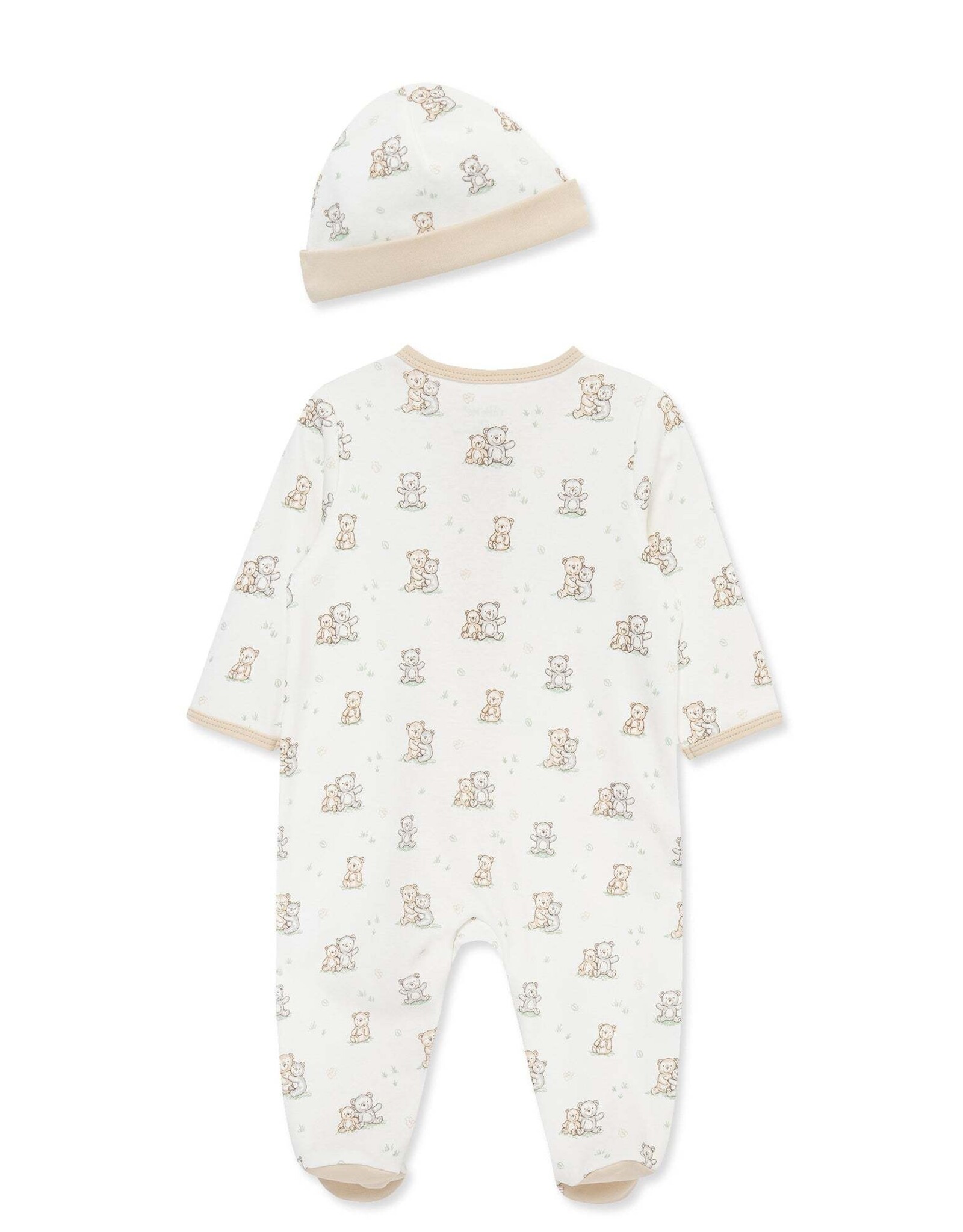 Little Me Fuzzy Bears 2-Way-Zip Footed One-Piece and Hat