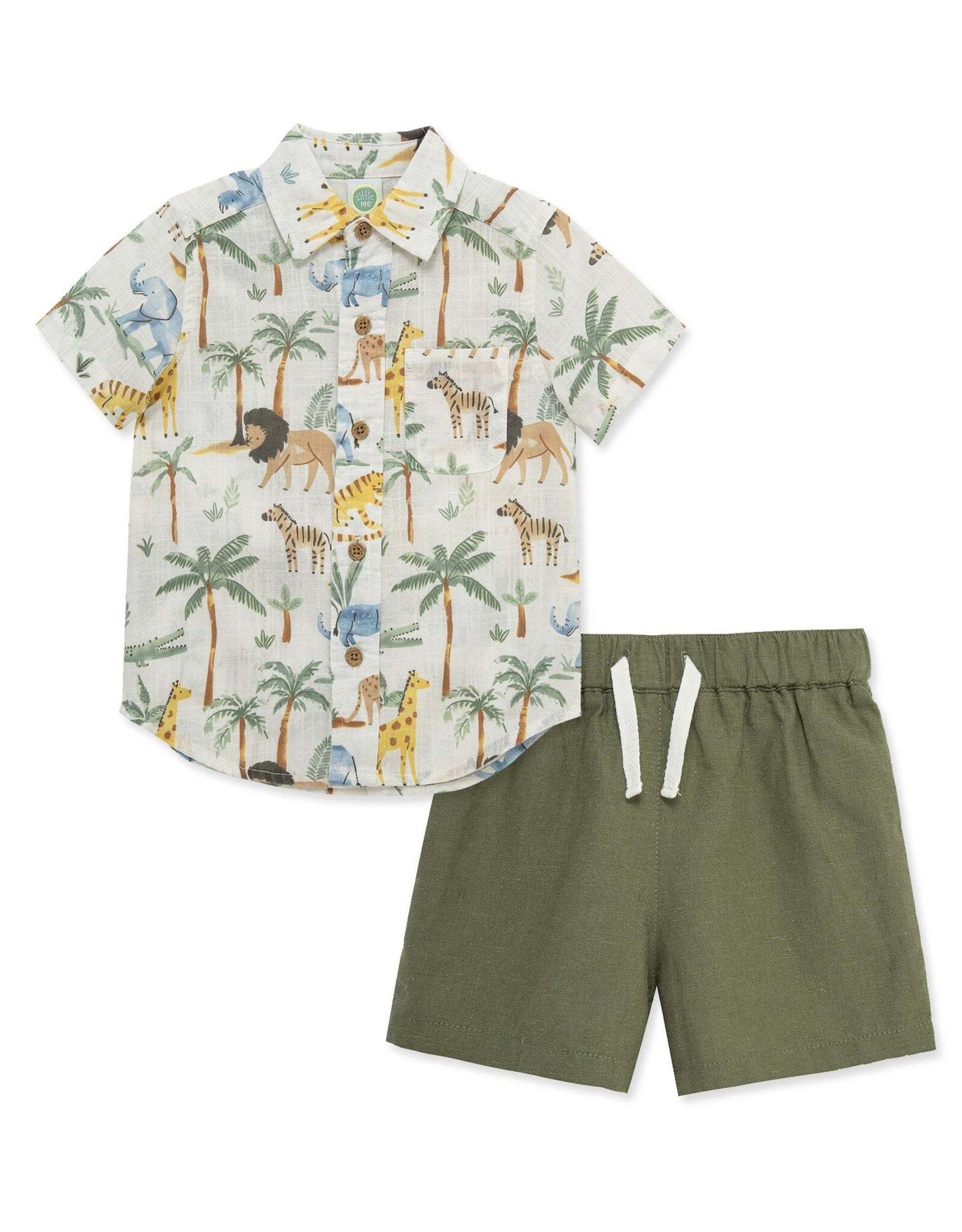 Little Me Safari Woven Short Set