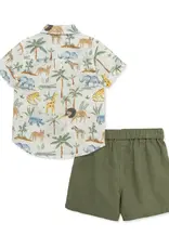 Little Me Safari Woven Short Set