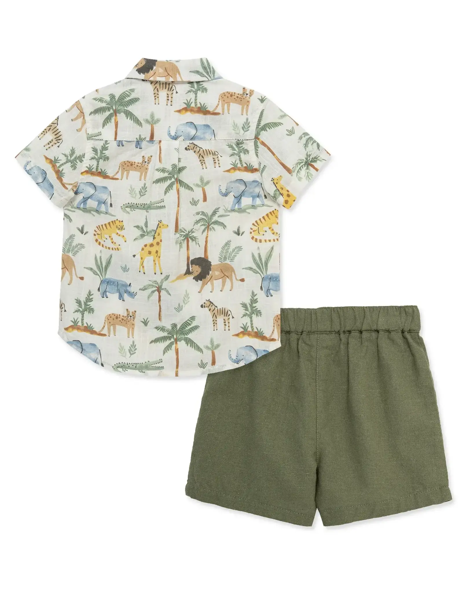 Little Me Safari Woven Short Set