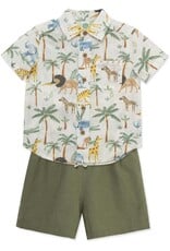 Little Me Safari Woven Short Set