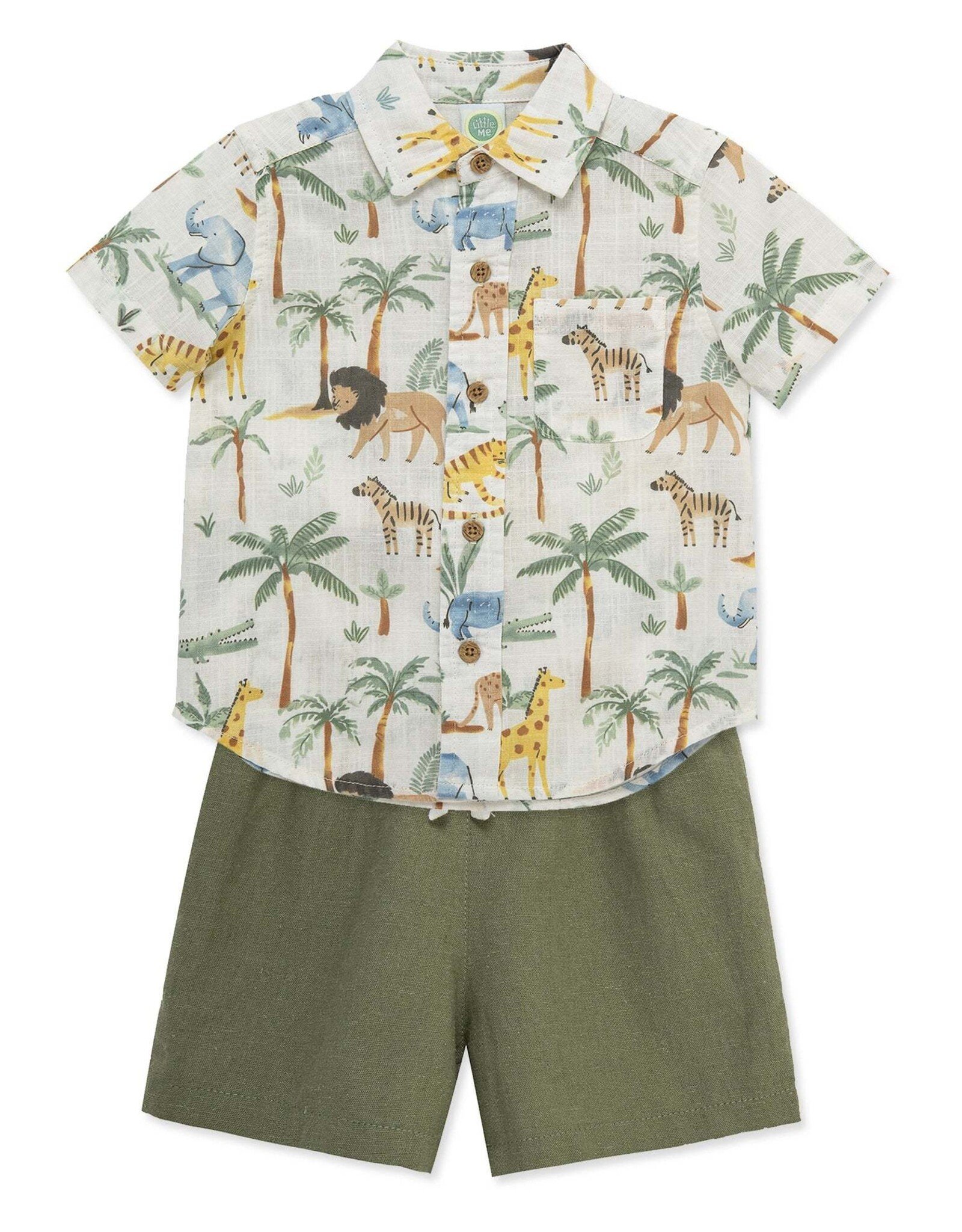 Little Me Safari Woven Short Set